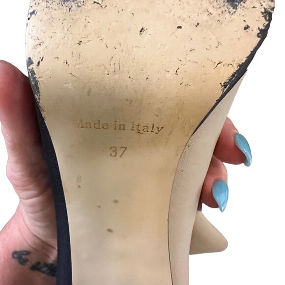 Vera Pelle Made In Italia Ankle Booties Black Cream Open Toe Festival Size 6.5 - Picture 10 of 10